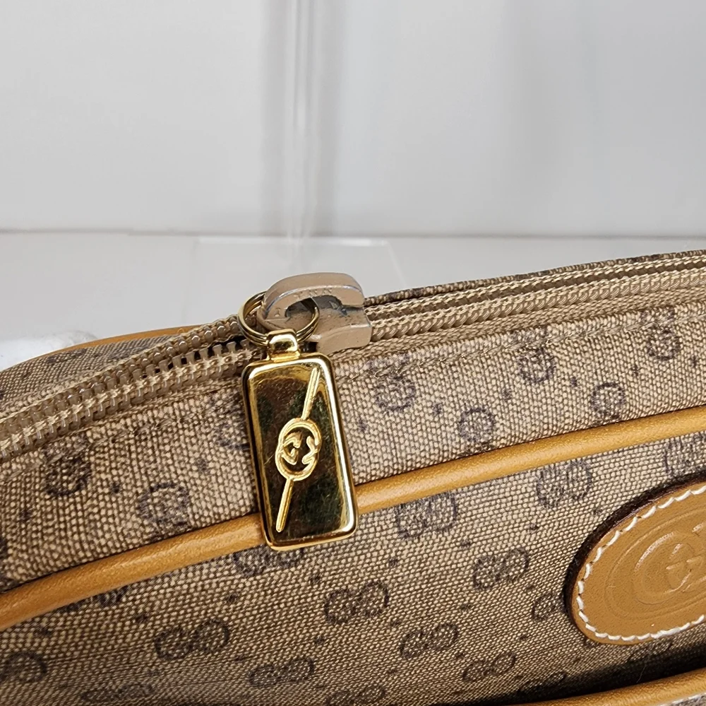 Vintage Gucci Canvas Shoulder Bag PVC Leather - Picture 11 of 17